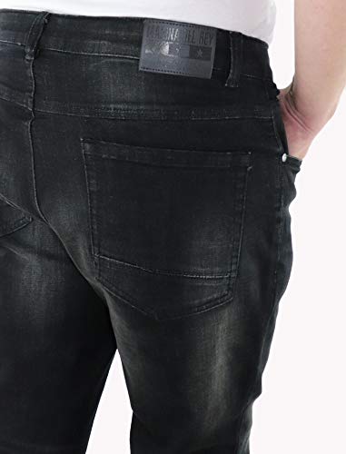 Marina del Rey Josh - Pantalones vaqueros para hombre (cintura elástica, talla grande) Color negro. 62