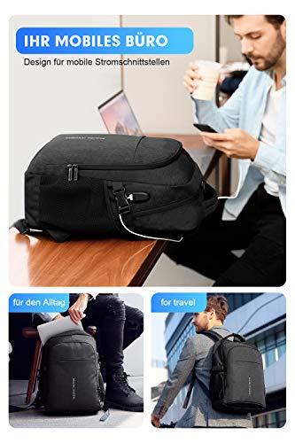 MARK RYDEN Mochila para portátil Mochila de Negocios Impermeable para Hombre Mochila Escolares con Puerto de USB para Ordenador 15.6 Pulgadas Viajes Trabajo