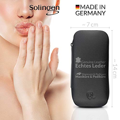 marQus set manicura de 7 piezas de Solingen Alemania - Set de manicura y pedicura en estuche, 2 tijeras, 2 cortaúñas, 2 limas (1 lima cristal) y pinza, para él y ella - limas de uñas profesionales
