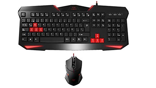 Mars Gaming MCP1 - Pack de teclado y ratón gaming (2800 DPI, capacidad anti-ghosting, iluminación LED roja, ambidiestro, USB ), negro y rojo