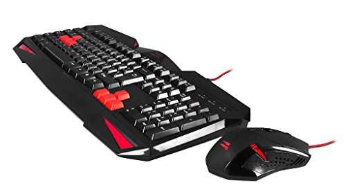 Mars Gaming MCP1 - Pack de teclado y ratón gaming (2800 DPI, capacidad anti-ghosting, iluminación LED roja, ambidiestro, USB ), negro y rojo