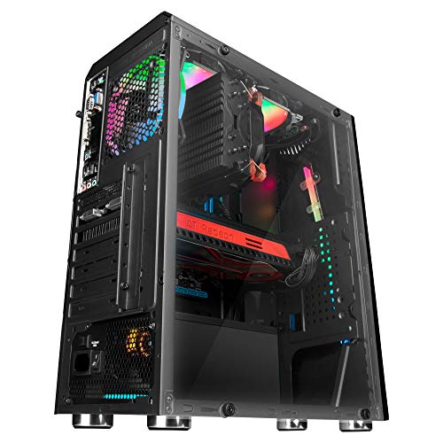 Mars Gaming MCX, Caja PC ATX, Cristal Templado, Ventilador RGB DUAL RING, Negro