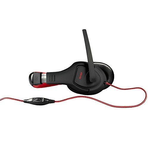 Mars Gaming MH1 - Cascos gaming con micrófono para PC (altavoces 40 mm, ultrabass, cancelación ruido, micrófono plegable, diadema cerrada y ajustable, ergonómico, jack 3.5 mm), color rojo