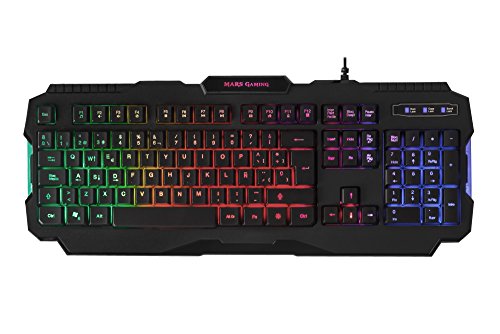 MARSGAMING Mars Gaming MRK0, Teclado Gaming, Retroiluminación, RGB Rainbow, USB, Negro