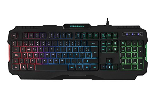 MARSGAMING Mars Gaming MRK0, Teclado Gaming, Retroiluminación, RGB Rainbow, USB, Negro