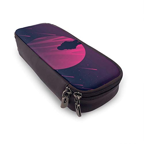 Martian Look A Planet - Estuche para lápices de maquillaje, estuche organizador de papelería para estudiantes con doble cremallera para la escuela, oficina, viajes