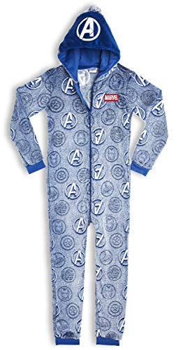 Marvel Avengers Pijamas Enteros de Una Pieza Niño Que Brillan En La Oscuridad, Mono Entero Superheroes, Pijama Niño Invierno de Forro Polar, Regalos Niños Niñas 5-14 Años (9/10 años)
