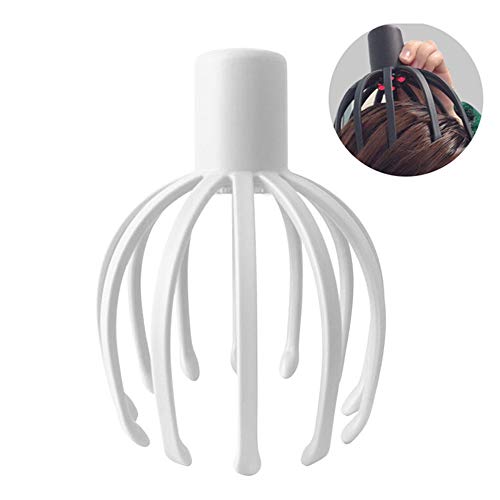 Masajeador De Cabeza, Masajeador Electrico Capilar con Luz LED Roja Y 2 Modos De Masaje Masajeador De Cabeza Vibrante Puede Estimular El Cabello Y La Relajación Profunda,Blanco