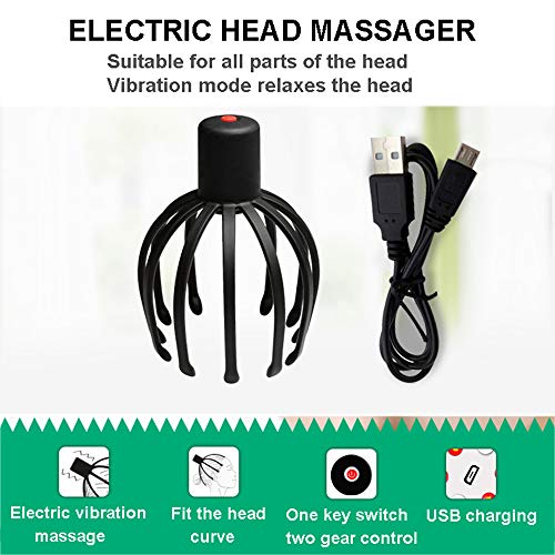 Masajeador De Cabeza, Masajeador Electrico Capilar con Luz LED Roja Y 2 Modos De Masaje Masajeador De Cabeza Vibrante Puede Estimular El Cabello Y La Relajación Profunda,Blanco