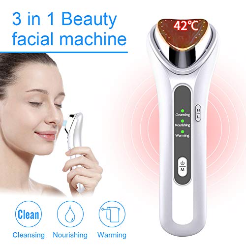 Masajeador facial 3 en 1 de 42 °C con vibración de iones de calor, máquina de elevación eléctrica para la piel, rejuvenecimiento de tonificación facial, instrumento de belleza antienvejecimiento