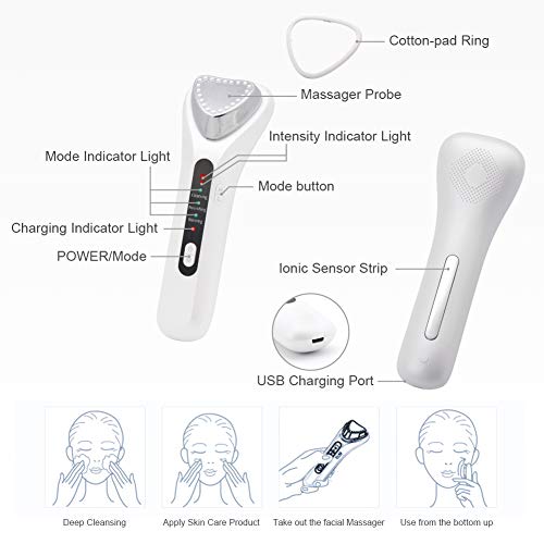 Masajeador facial 3 en 1 de 42 °C con vibración de iones de calor, máquina de elevación eléctrica para la piel, rejuvenecimiento de tonificación facial, instrumento de belleza antienvejecimiento