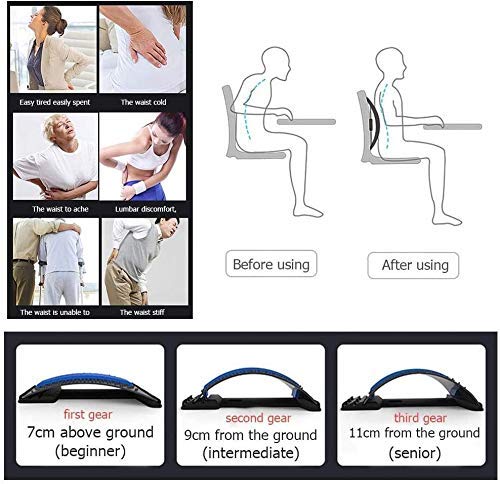Masajeadores para la espalda, dispositivo de estiramiento de la civiera trasera, corrector de postura de oficina, alivio del dolor en la espalda y en la talla, mejora de la postura del cuerpo.