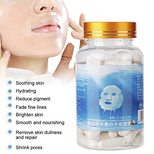 Máscara de cápsulas de cristal de 100 piezas, colágeno hidratante máscara de bricolaje, máscara de piel blanqueadora para mejorar las manchas y arrugas faciales