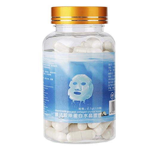 Máscara de cápsulas de cristal de 100 piezas, colágeno hidratante máscara de bricolaje, máscara de piel blanqueadora para mejorar las manchas y arrugas faciales