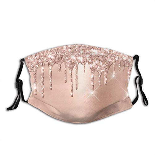 Máscara De Escudo Bucal Sparkly Glitter Drips Pink Rose Gold Blush Glam Fashion Mascarilla A Prueba De Sol Moda Bandaheadwear para Hombres Y Mujeres