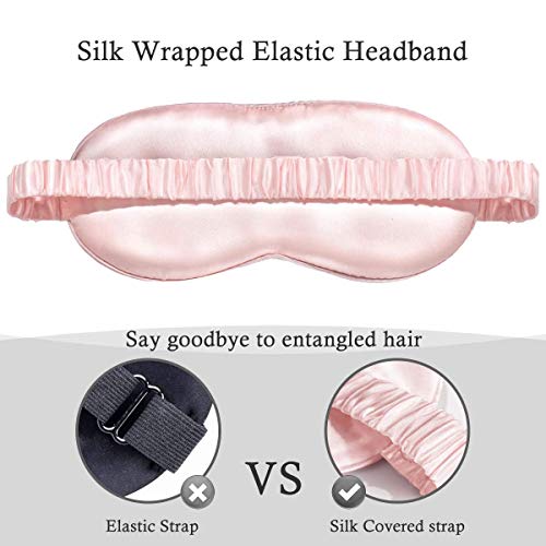 Máscara de sueño, antifaz para dormir, apto para hombres, mujeres y niños, tela de seda pura súper suave y agradable para la piel y antifaz para dormir relleno de algodón natural