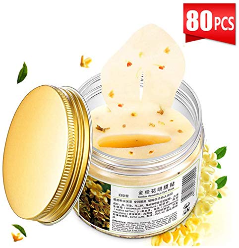 Máscara ocular osmanthus, mascarilla hidratante osmanthus dorada antienvejecimiento, reducir los círculos oscuros oculares, quitar las bolsas oculares, aclarar las arrugas finas de ojos(40 pares)