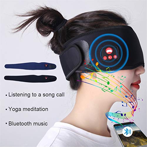 Máscara para Dormir con Bluetooth, Inalámbrica 5.0 Máscara De Ojos para Dormir Estéreo 3D, Compatible con Música De Llamadas Manos Libres, Adecuada para Sueño Lateral, Relajación,Azul