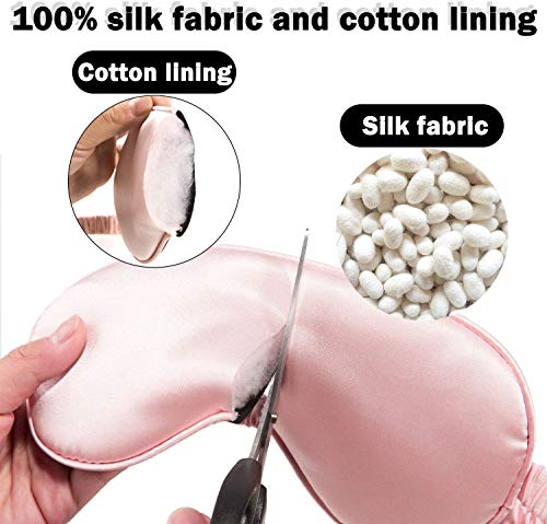 Máscara Para Dormir De Seda De Morera Natural Máscara De Ojos Con Diadema De Ajuste Elástico Ajustable Automáticamente Sombreado De Color Sólido De Doble Cara Para Promover El Sueño Azul marino