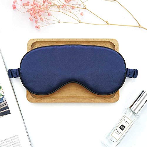 Máscara Para Dormir De Seda De Morera Natural Máscara De Ojos Con Diadema De Ajuste Elástico Ajustable Automáticamente Sombreado De Color Sólido De Doble Cara Para Promover El Sueño Azul marino