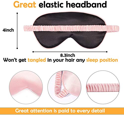 Máscara Para Dormir De Seda De Morera Natural Máscara De Ojos Con Diadema De Ajuste Elástico Ajustable Automáticamente Sombreado De Color Sólido De Doble Cara Para Promover El Sueño Azul marino