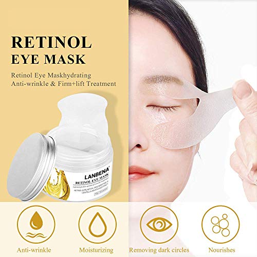 Máscara para los ojos, mascarilla de retinol, Parches para los ojos, Ojos Parches, Contorno de Ojos Antiarrugas, Anti edad para ojeras,bolsas,patas de gallo e hinchazón, 50pcs