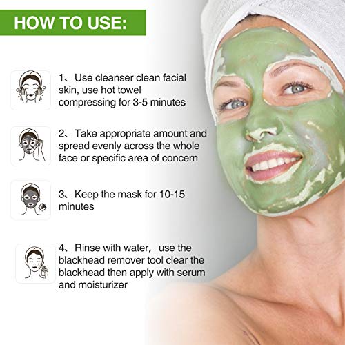 Mascarilla De Espinillas Mascarilla De Arcilla De Aguacate Mascarilla De Barro Del Mar Muerto Mascarilla De Té Verde Natural, Reduce Poros Acne Espinillas, Limpieza Profunda E Hidratante