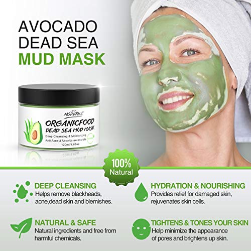 Mascarilla De Espinillas Mascarilla De Arcilla De Aguacate Mascarilla De Barro Del Mar Muerto Mascarilla De Té Verde Natural, Reduce Poros Acne Espinillas, Limpieza Profunda E Hidratante