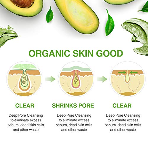 Mascarilla De Espinillas Mascarilla De Arcilla De Aguacate Mascarilla De Barro Del Mar Muerto Mascarilla De Té Verde Natural, Reduce Poros Acne Espinillas, Limpieza Profunda E Hidratante