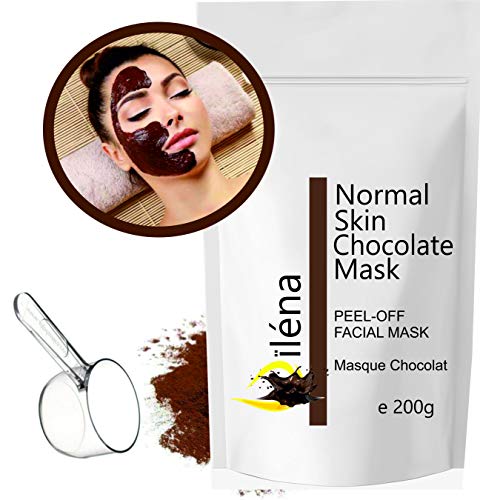 Mascarilla facial hidratante de alginato en polvo, removedor de espinillas Mascarilla puntos negros Mascarilla Vegan, sin aclarado, exfoliante 200 g (Mascarilla de chocolate)