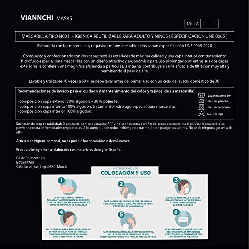 Mascarilla reutilizable Adultos Talla L,Unisex,color Verde con la Bandera de España, protección de filtración muy alta, fabricada en España.