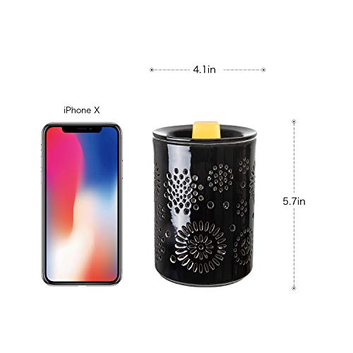 MASEN Ceramics Calentador eléctrico de cera para derretir cera quemador de incienso quemador de cera cera para calentar velas perfumadas, cera derretimiento, spa y aromaterapia (negro)