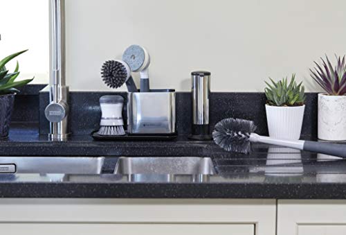 MasterClass - Cepillo para lavar platos con cerdas antiarañazos, color gris, 20 cm