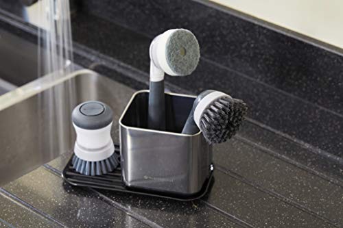 MasterClass - Cepillo para lavar platos con cerdas antiarañazos, color gris, 20 cm