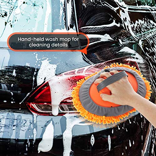 MATCC Cepillo Lavado Coche Cepillo de Limpieza para Coche 2 en 1 Extraíble con Chenille Microfibra Sin rasguños Duster Lavado Suministros 1.57m Mango Largo de Aluminio 180 Grados de Rotación