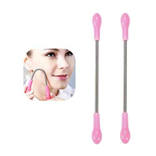 MAXGOODS 2 Piezas Palo Removedor Manual de Pelo Facial para Vello del Labio & Barbilla & Mejillas & Cuello, Resorte Original Herramienta de Depilación - Rosado
