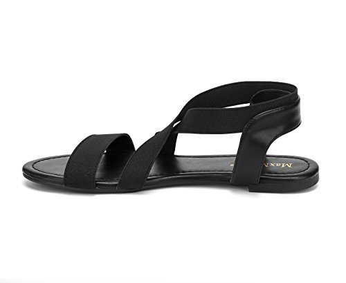 MaxMuxun Sandalias de Vestir Punta Redonda con Cordones Cruzados Negra Mujer Talla 37 EU