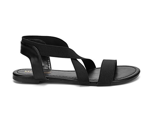 MaxMuxun Sandalias de Vestir Punta Redonda con Cordones Cruzados Negra Mujer Talla 37 EU