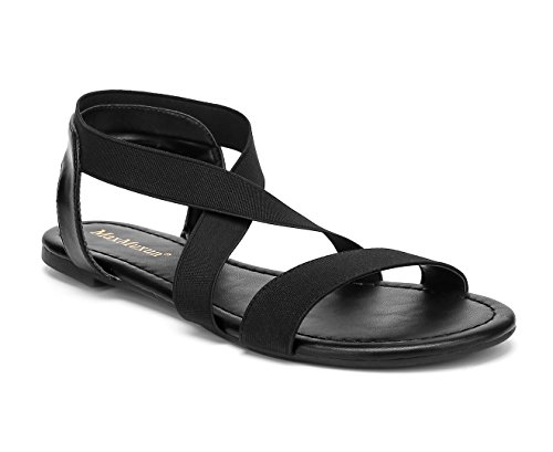 MaxMuxun Sandalias de Vestir Punta Redonda con Cordones Cruzados Negra Mujer Talla 37 EU