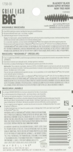 MAYBELLINE - Great Lash Big Washable Mascara 130 Blackest Black - 0.34 fl. oz. (10 ml)