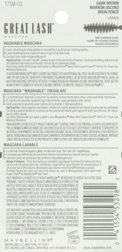 Maybelline Great Lash Washable Mascara, Dark Brown 1 Ea by Maybelline