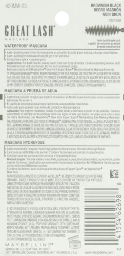 Maybelline Great Lash Waterproof Mascara, Brownish Black