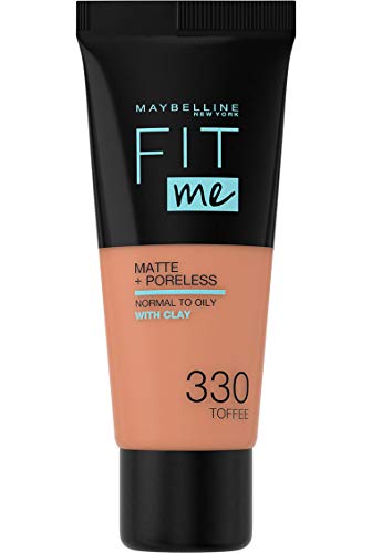 Maybelline New York - Fit Me, Base de Maquillaje Mate Afina Poros, Tono 330 Toffee - 30 ml