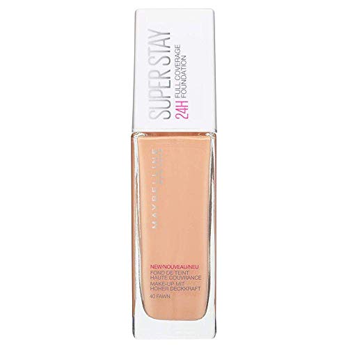 Maybelline New York - SuperStay 24H, Base de Maquillaje Semi-Mate de Alta Cobertura, Tono 40 Fawn