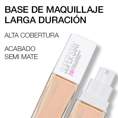 Maybelline New York - SuperStay 24H, Base de Maquillaje Semi-Mate de Alta Cobertura, Tono 46 Warm Honey