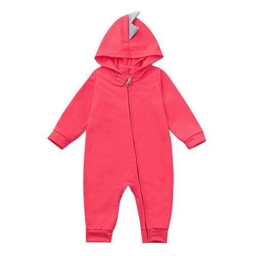 MAYOGO Ropa Bebe Dinosaurio Hooded Mono Manga Larga Invierno Mameluco de Cremallera Ropa Graciosa Bebe Ropa para Bebes Recien Nacidos Invierno Bodis Traje de Animales Pijama 8 Meses,0-18M