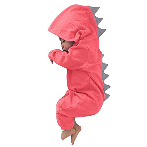 MAYOGO Ropa Bebe Dinosaurio Hooded Mono Manga Larga Invierno Mameluco de Cremallera Ropa Graciosa Bebe Ropa para Bebes Recien Nacidos Invierno Bodis Traje de Animales Pijama 8 Meses,0-18M