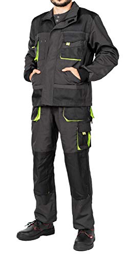 Mazalat Chaqueta de Trabajo para Hombre, Bolsillos Multiusos, Chaquetas Seguridad S - 3XL, Abrigo Hombre, Work Jacket for Professionals, Ropa de Trabajo Hombre Calidad (XL, Negro/Verde)