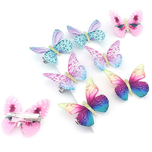 mciskin - Minipasadores pequeños para el pelo en forma de mariposa, pasadores de purpurina para mujer, chica y niña (8 unidades - mariposas de colores)