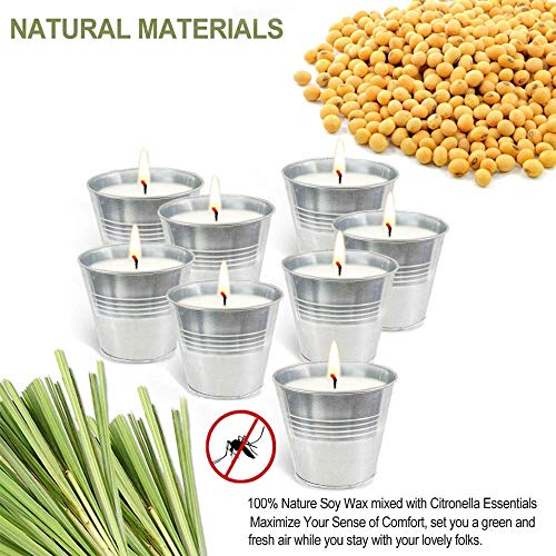 McNory 8 Velas de Citronela Antimosquitos,Velas Aromaticas Perfumadas de Cera de Soja,Velas Repelentes de Insecto Mosquitos para Exteriores,Camping,Jardín